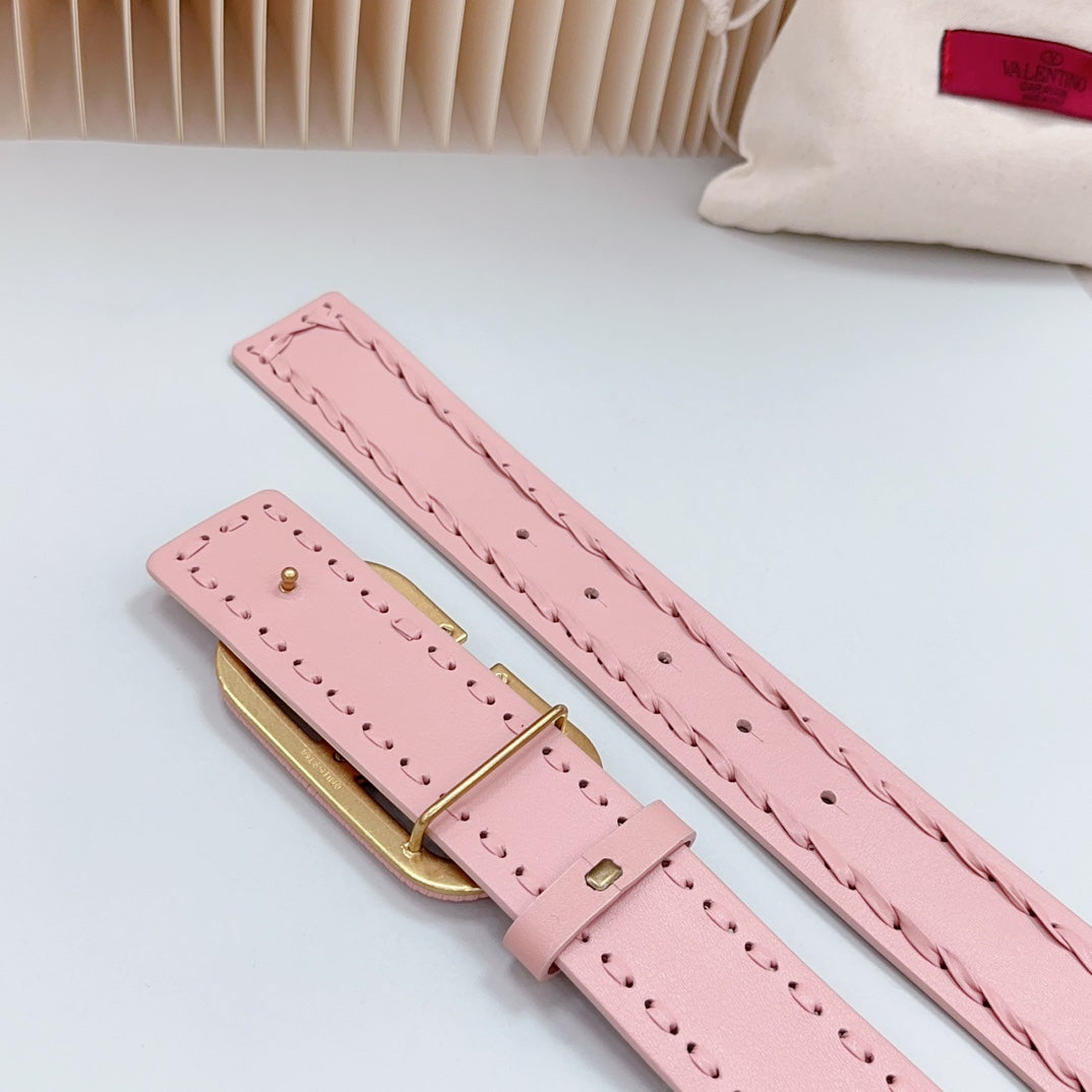 Vlogo Pink Leather Buckle 40mm Pink