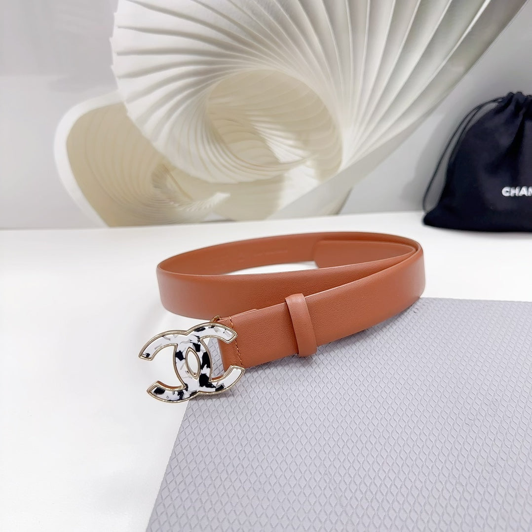 CC 30MM BELT IN TIGER ORANGE SHINNY CALFSKIN WHITE LOGO