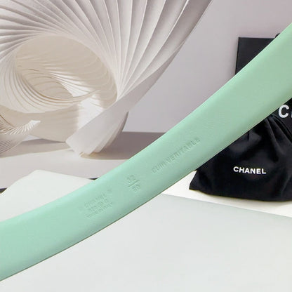 CC 30MM BELT IN GREEN MINT CALFSKIN METAL HARDWARE
