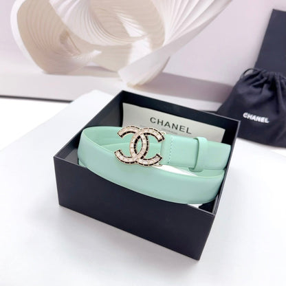 CC 30MM BELT IN GREEN MINT CALFSKIN METAL HARDWARE