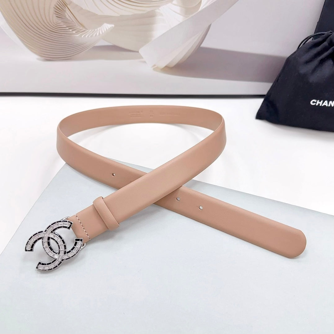 CC 30MM BELT IN DESERT SAND CALFSKIN METAL HARDWARE