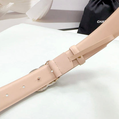 CC 30MM BELT IN ALMOND BEIGE CALFSKIN METAL HARDWARE