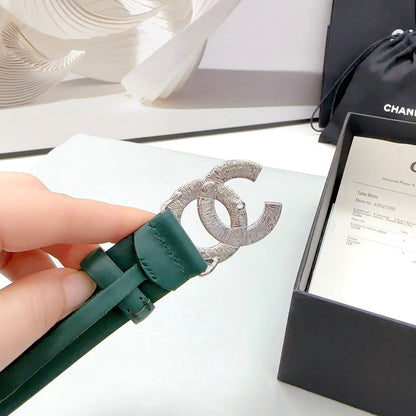 CC 30MM BELT IN GREEN FOREST CALFSKIN METAL HARDWARE