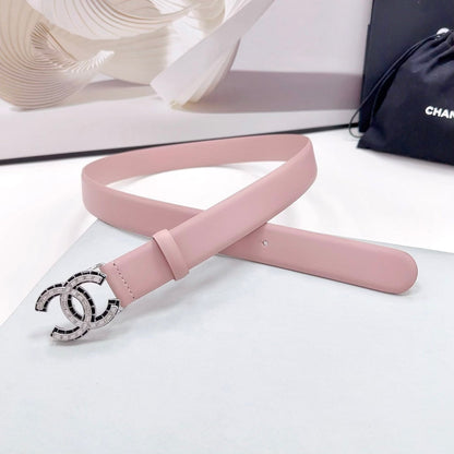 CC 30MM BELT IN LIGHT PINK CALFSKIN METAL HARDWARE