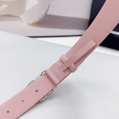 CC 30MM BELT IN LIGHT PINK CALFSKIN METAL HARDWARE