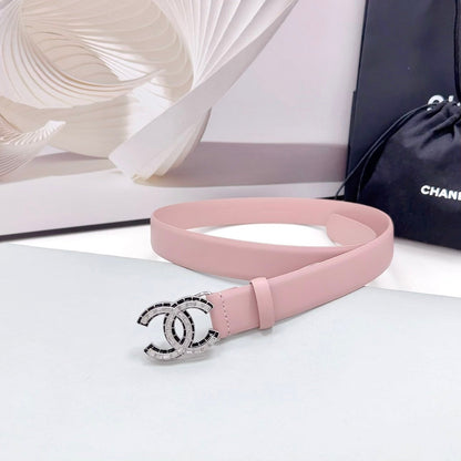 CC 30MM BELT IN LIGHT PINK CALFSKIN METAL HARDWARE