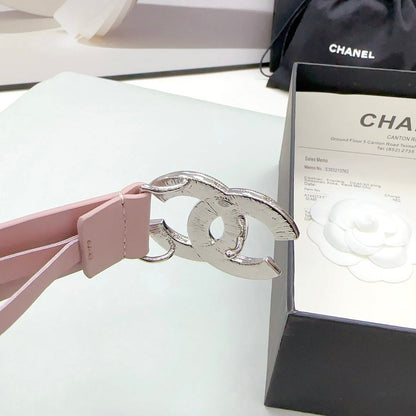 CC 30MM BELT IN LIGHT PINK CALFSKIN METAL HARDWARE