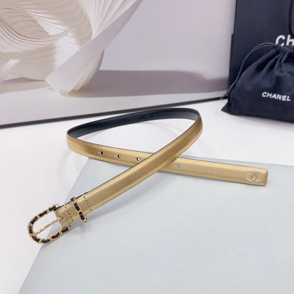 CC BELT 20 MM IN GOLD MIX BLACK CALFSKIN GOLD HARDWARE