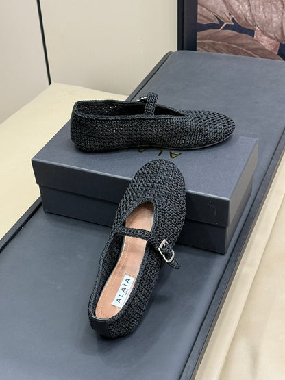 HANDWOVEN BALLET FLAT BLACK