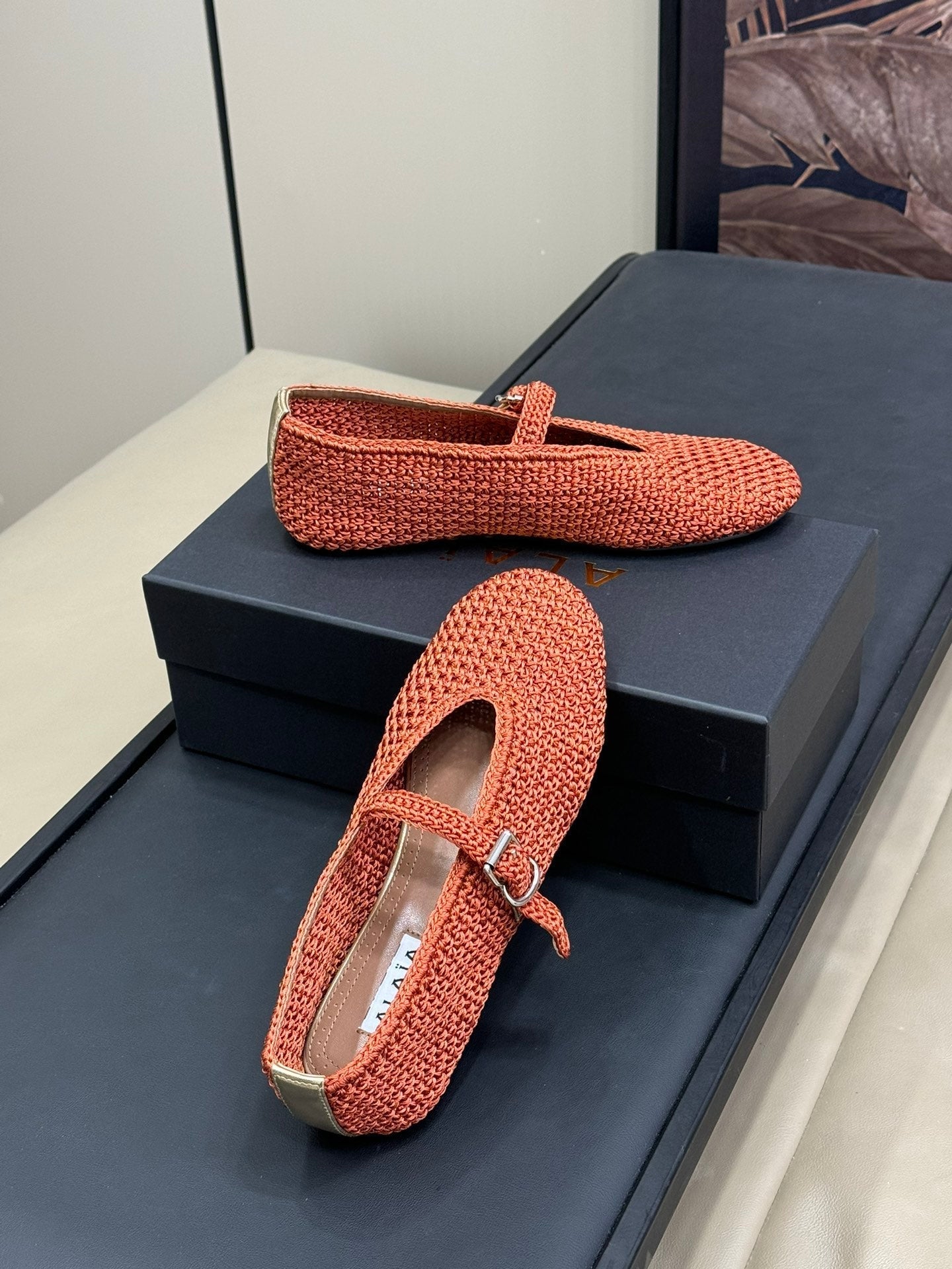 HANDWOVEN BALLET FLAT FIRE ORANGE
