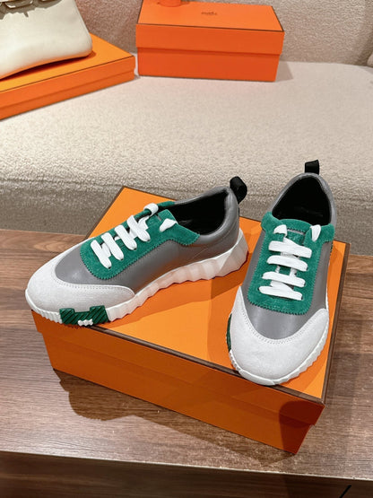 MAINLAND SNEAKER IN PALE GRAY SUEDE AND MOUSE GRAY CALFSKIN