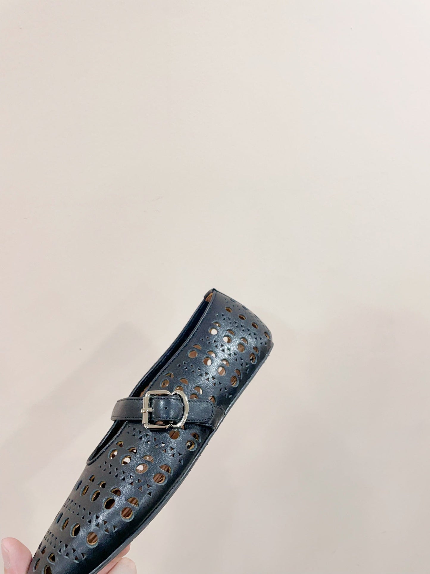 ALAIA HOLLOW BALLET FLAT IN BLACK LAMBSKIN