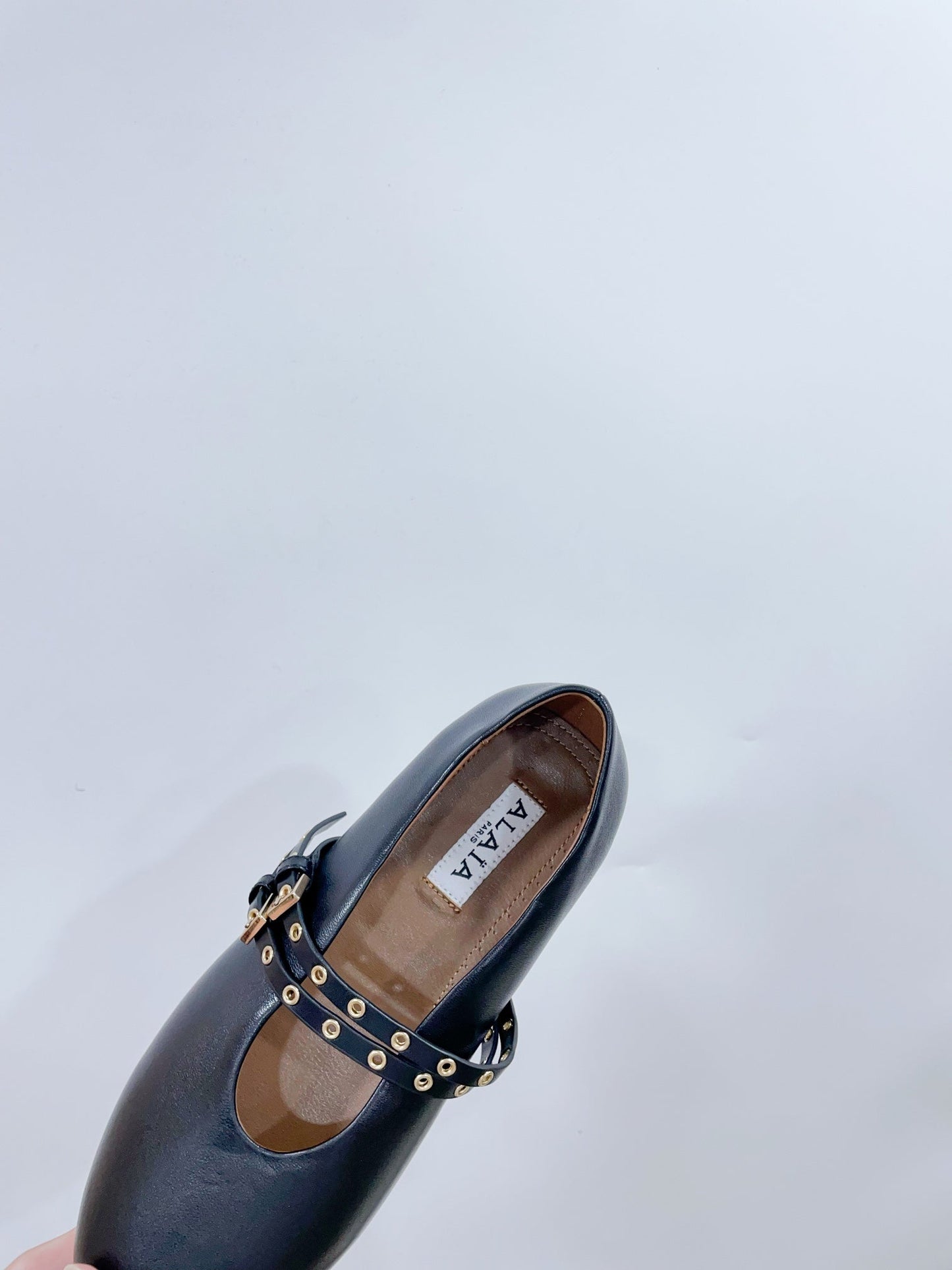 ALAIA MARY JANE SHOES IN BLACK LAMBSKIN WITH GOLD HARDWARE