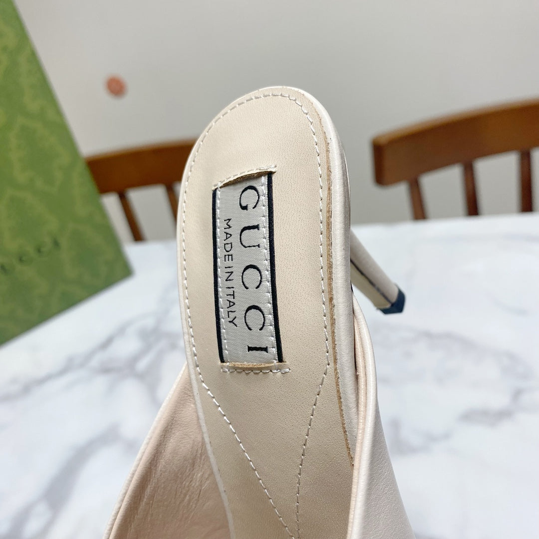 GUCCI 26S HORSEBIT HIGH-HEELED SANDALS 80 MM IN CREAM WHITE CALFSKIN