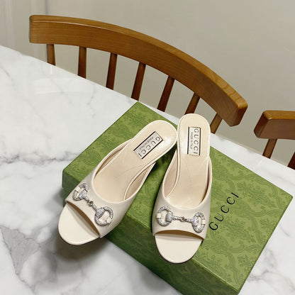 GUCCI 26S HORSEBIT HIGH-HEELED SANDALS 80 MM IN CREAM WHITE CALFSKIN