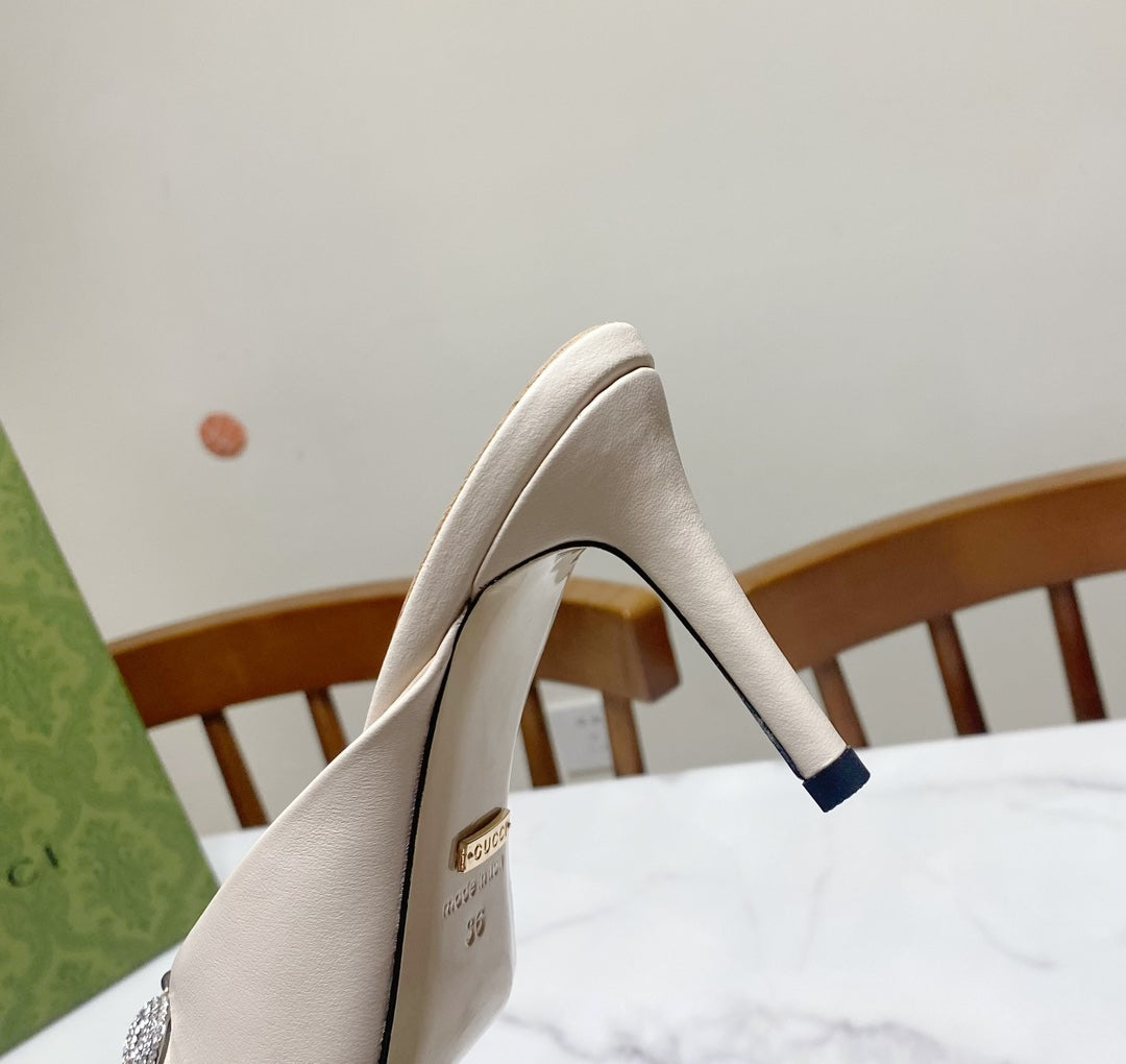 GUCCI 26S HORSEBIT HIGH-HEELED SANDALS 80 MM IN CREAM WHITE CALFSKIN