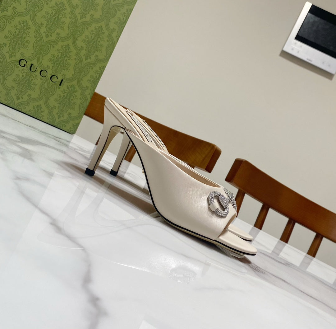 GUCCI 26S HORSEBIT HIGH-HEELED SANDALS 80 MM IN CREAM WHITE CALFSKIN