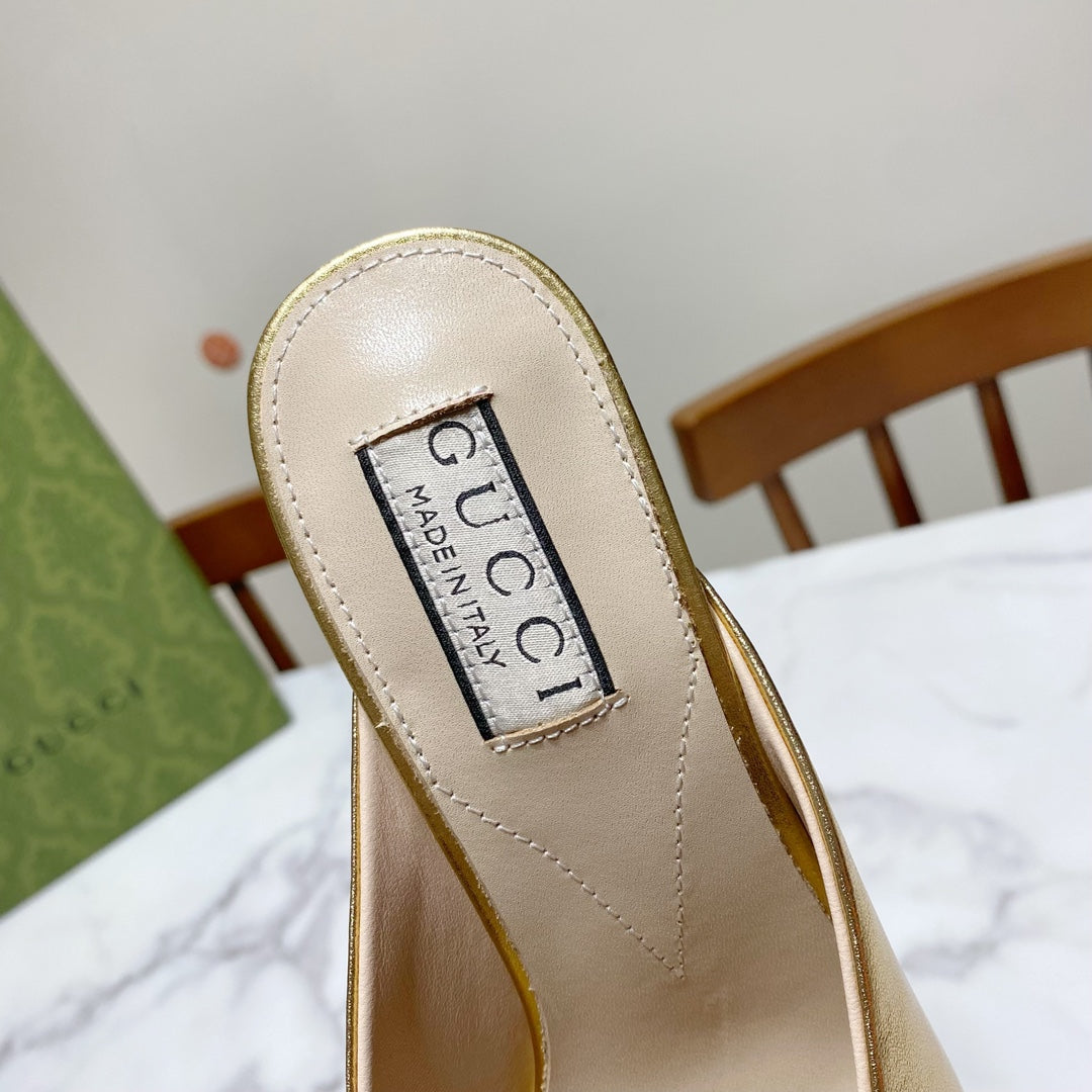 GUCCI 26S HORSEBIT HIGH-HEELED SANDALS 80 MM IN GOLD CALFSKIN