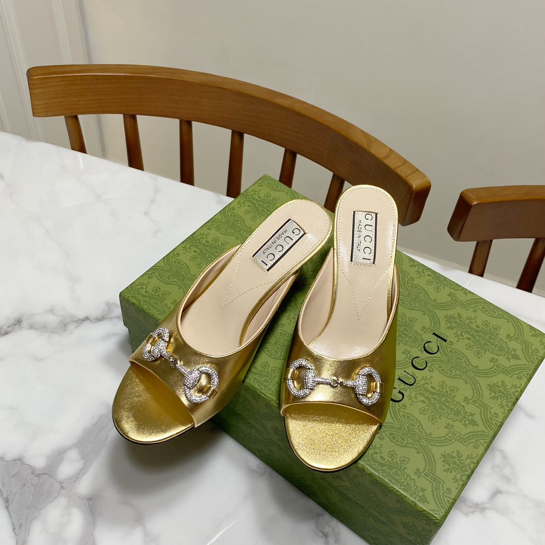 GUCCI 26S HORSEBIT HIGH-HEELED SANDALS 80 MM IN GOLD CALFSKIN
