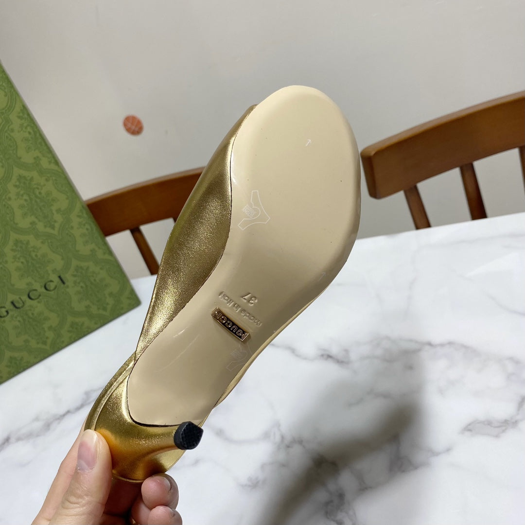 GUCCI 26S HORSEBIT HIGH-HEELED SANDALS 80 MM IN GOLD CALFSKIN