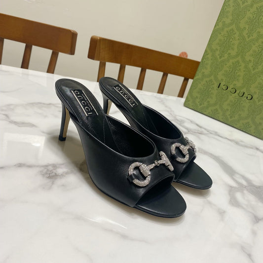 GUCCI 26S HORSEBIT HIGH-HEELED SANDALS 80 MM IN BLACK CALFSKIN