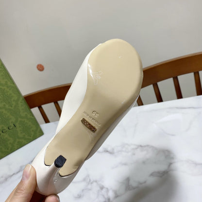 GUCCI 26S HORSEBIT HIGH-HEELED SANDALS 80 MM IN CREAM WHITE GLOSSY CALFSKIN