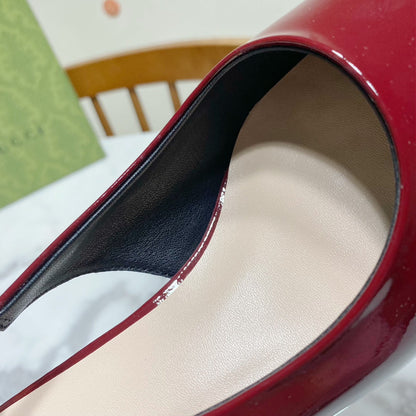 GUCCI 26S SIGNORIA SLINGBACK PUMP 50 MM IN DARK RED GLOSSY CALFSKIN