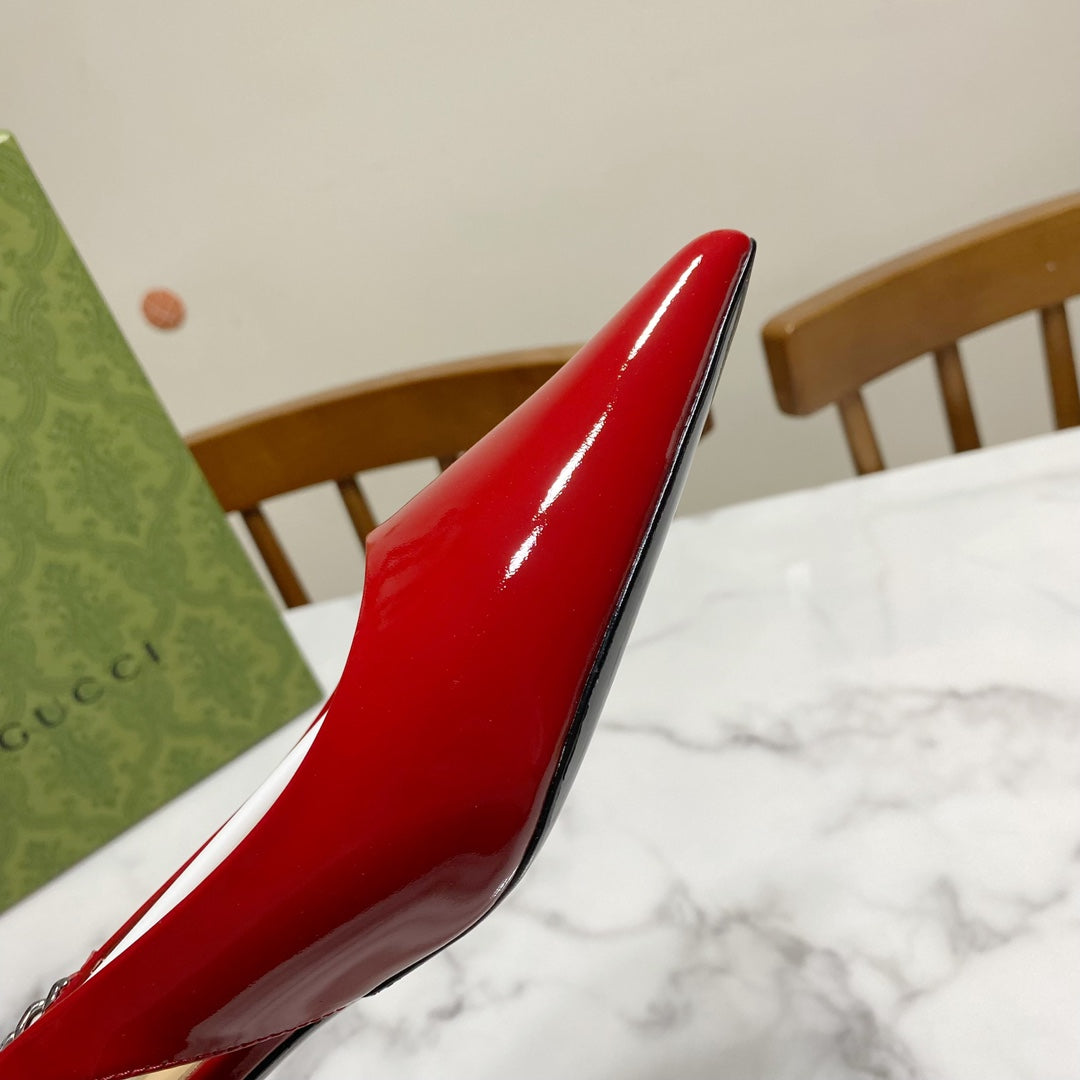 GUCCI 26S SIGNORIA SLINGBACK PUMP 50 MM IN RED GLOSSY CALFSKIN