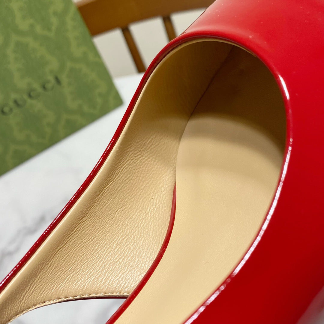 GUCCI 26S SIGNORIA SLINGBACK PUMP 50 MM IN RED GLOSSY CALFSKIN