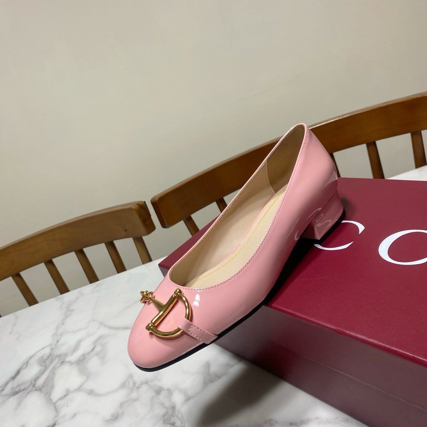 GUCCI 26S HORSEBIT BALLET FLATS IN PINK CALFSKIN