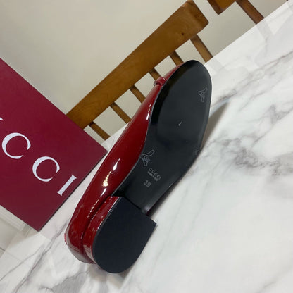 GUCCI 26S HORSEBIT BALLET FLATS IN DARK RED CALFSKIN