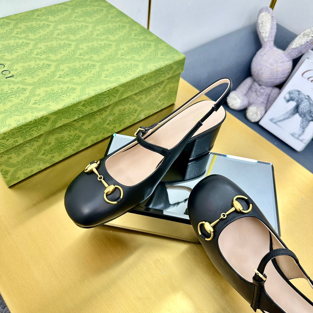 HORSEBIT PUMP IN BLACK SHEEPSKIN