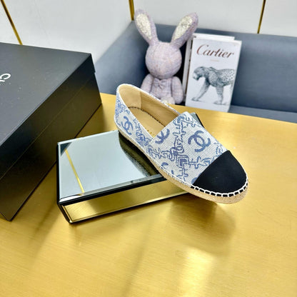 CC ESPADRILLES PLATFORM IN BLUE MIX BLACK FABRIC