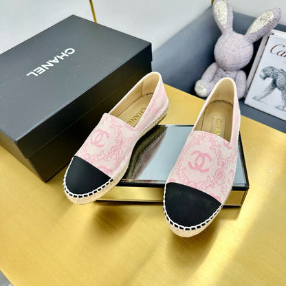 CC ESPADRILLES PLATFORM IN LIGHT PINK MIX BLACK FABRIC