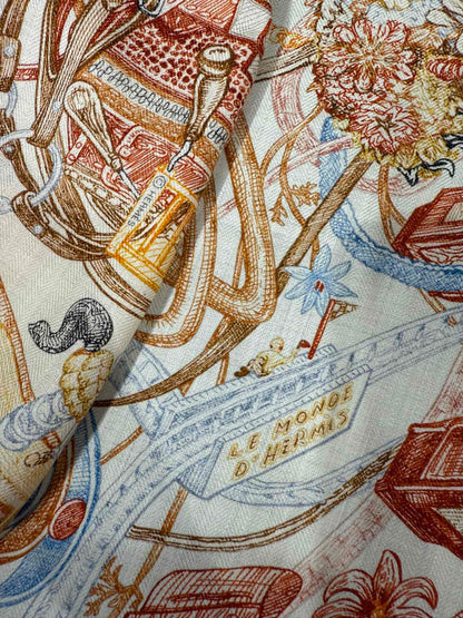 HERMES 25S SCARF 136 IN SILK CASHMERE 989709