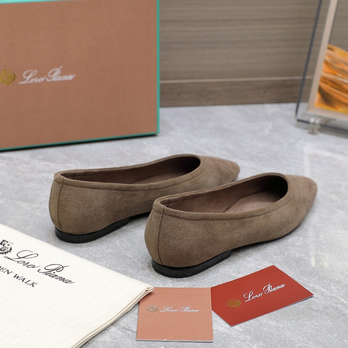 CLASSIC BALLET SHOES IN HEAVY BROWN SUEDE