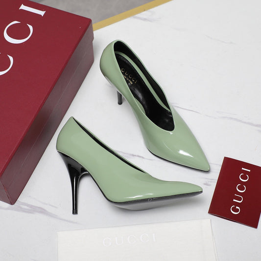 GG CLASSIC HIGH HEEL 105 IN PISTACHIO GREEN LAMBSKIN