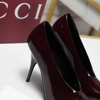 GG CLASSIC HIGH HEEL 105 IN DEEP WINE LAMBSKIN