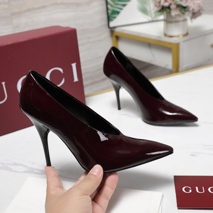 GG CLASSIC HIGH HEEL 105 IN DEEP WINE LAMBSKIN