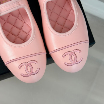 Double C Light Pink Lambskin Mary Jane Shoes