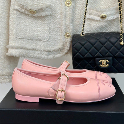 Double C Light Pink Lambskin Mary Jane Shoes