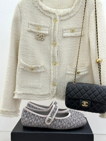 CC FLAT MARY JANE 25SS IN GREY EMBELLISHED WITH RHINESTONES