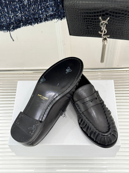 YSL 25S LOAFERS IN BLACK LAMBSKIN