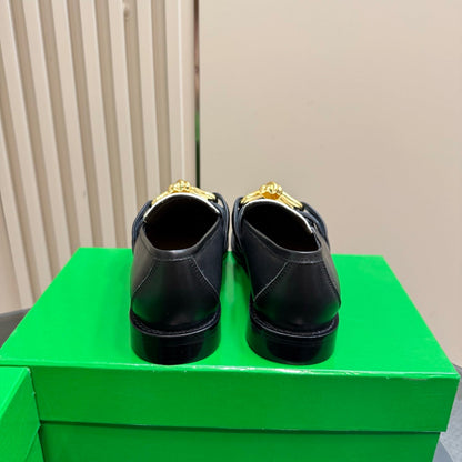 ASTAIRE LOAFER IN WHITE MIX BLACK CALFSKIN WITH GOLD HARDWARE