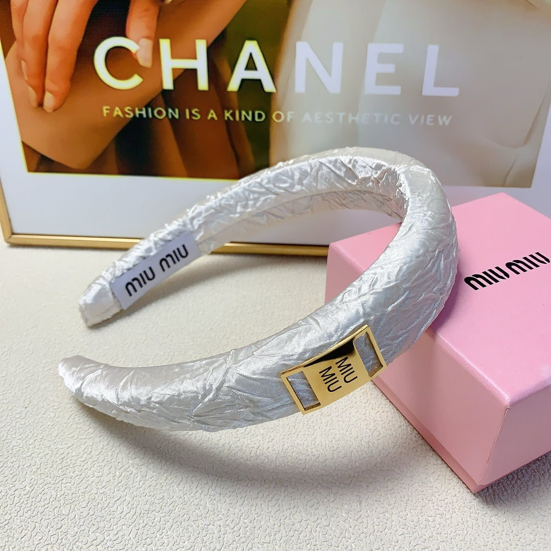 THICK HEADBAND IN WHITE WRINKLED FABRIC 171268