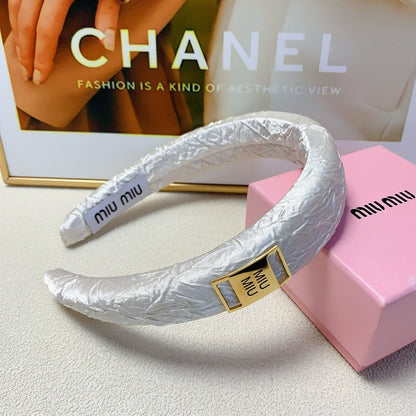 THICK HEADBAND IN WHITE WRINKLED FABRIC 171268