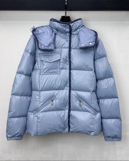 Women’s Luxury Moncler-Style Hooded Short Puffer Jacket with Fur Trim-Style-242