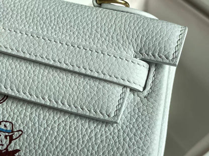 BIRKIN 25 BAG IN WHITE CALFSKIN WITH COLORFUL STICKER 228763