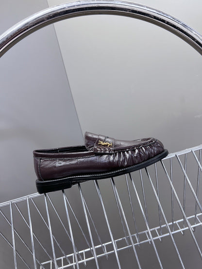 YSL 25S SAINT LAURENT LOAFERS IN DUSTY PLUM CALFSKIN