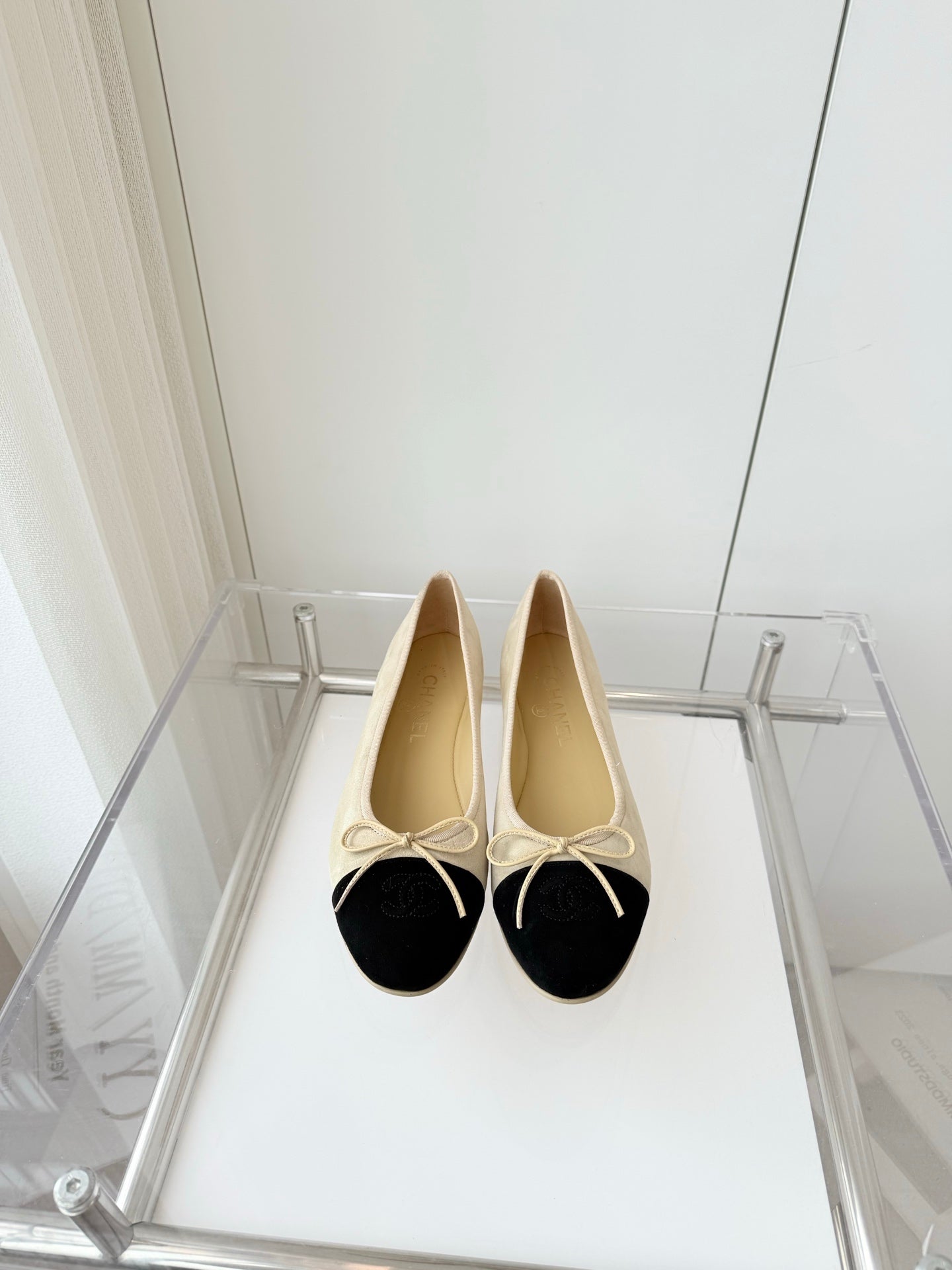 BALLET FLAT IN LIGHT YELLOW MIX BLACK SUEDE